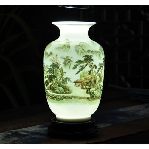 New Chinese Style Gourd Vase Jingdezhen Classical Porcelain Kaolin Flower Vase Home Decor Handmade Shining Famille Rose Vases