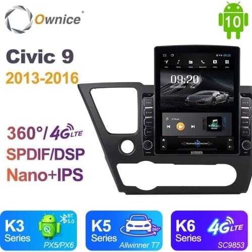 Ownice Android 10.0 for Honda Civic 9 2013 - 2016 Car Radio Auto Multimedia Video Audio GPS Player head Unit 4G LTE