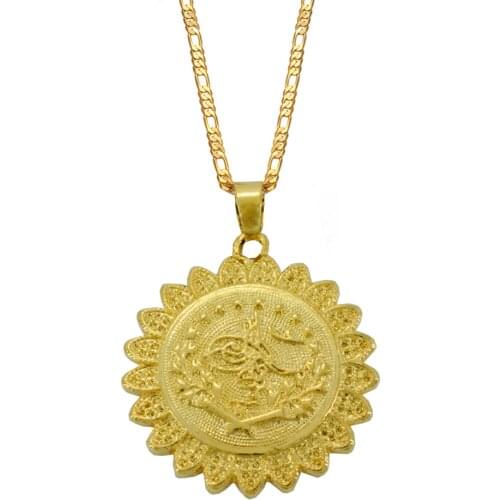 Anniyo Turkish Coin Necklace for Women/Me Gold Color Arab Jewelry Turks Model #044506