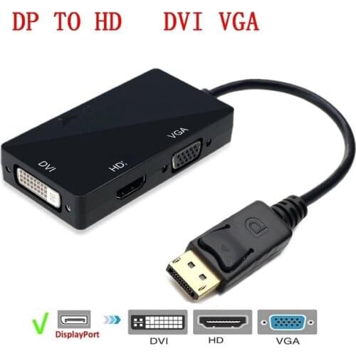 3 in 1 DP DisplayPort To HDMI DVI VGA Adapter Cable 1080P Display Port Converter Connector For PC Projector Laptop HDTV
