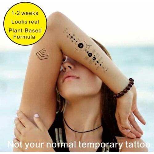 CWP GZ273 Geometric Semi Permanent Tattoo with Geo Animals, Triangle,globe Pattern