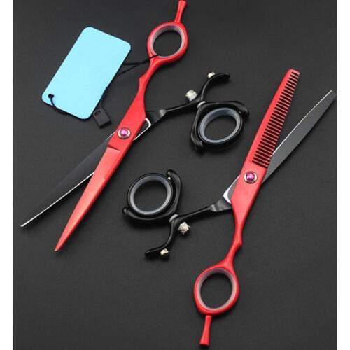 Professional Japan steel 6 '' Rotate red cut hair scissors haircut scissor thinning barber cutting shears hairdresser scissors