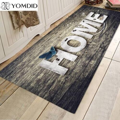 Nordic Kitchen Mat Bedroom Entrance Doormat Wood grain Home Hallway Floor Decoration Living Room Carpet Bathroom Anti-Slip Rug