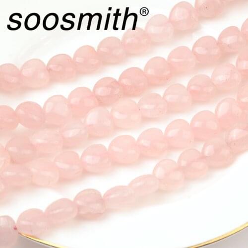 Pink Crystal Natural Stone Beads For Jewelry Making 10mm Heart Beads Diy Bracelet Necklace Ornaments Wholesale