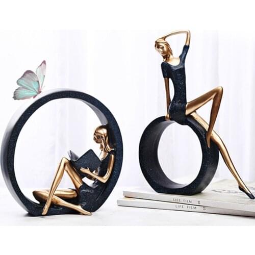 Modern Home Decor Abstract Art Resin Yoga Poses Figurine Porcelain Yoga Lady Figure Statue Studio Decor Ornament Miniature Model