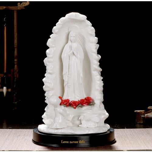 Madonna Virgin Mary Ceramic Statuette Maria Figurine Statue Christ Gift Lourdes Ornament Catholic Goddess Sculpture With Base