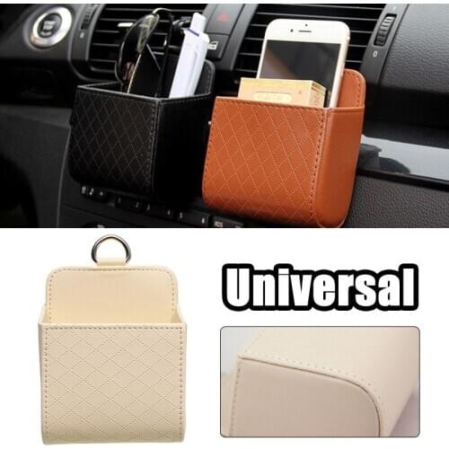Car Air Vent Storage Bag Organizer Box Glasses Phone Holder For Audi PU Leather Automobile Car Accessories Dashboard Tidy