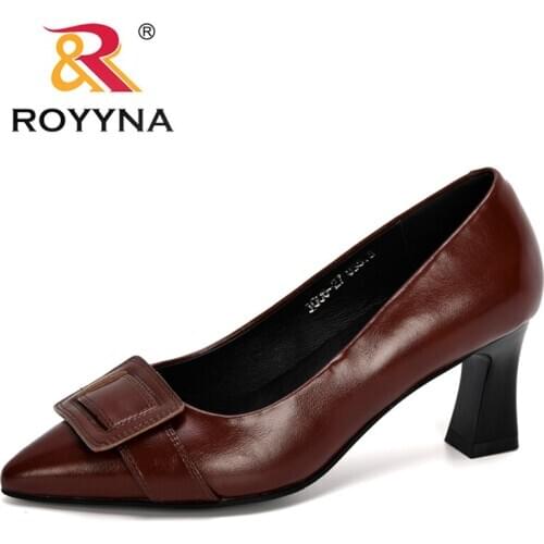 ROYYNA 2020 New Designers Popular Style Microfiber Pointed Toe Women Pumps High Heels Wedding Party Shoes Ladies Dress Footwear