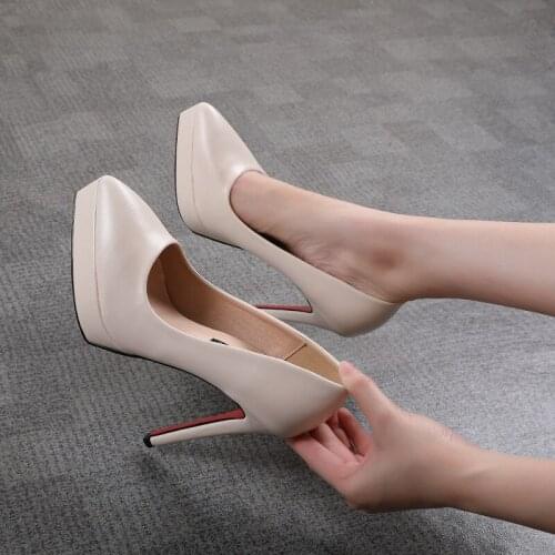Womens Pumps Shoes Sexy Thin Heel High Heels 12CM Pointed Pumps Women Shoes Platform Wedding Shoes Party Shoes
