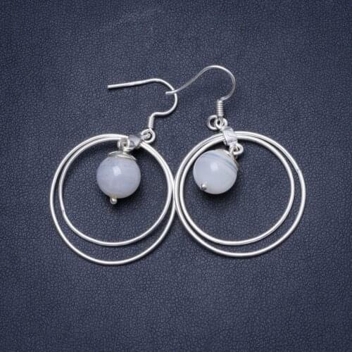 Natural Moonstone Handmade Unique 925 Sterling Silver Earrings 1.75" X5056