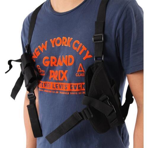 Tactical Universal Shoulder Holster Double Draw Concealed Adjustable Gun Bag Case Airsoft Pistol Dual Magazine Pouch Holster