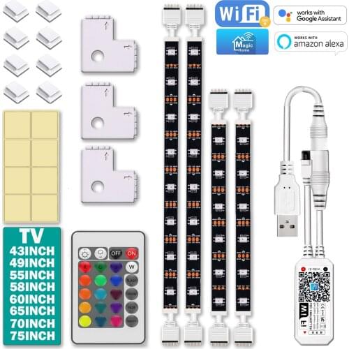 USB Light Strip 5V LED Strip For 43inch-75inch RGB5050 Strip With Connector Work With Aleax Google Assistant