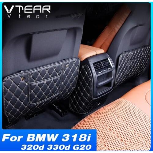 Vtear Car Seat Frame Rear Anti Kick Pad Interior Anti-dirty Mat Accessories PU Decoration Parts For BMW 318i 320d 330d G20 2021