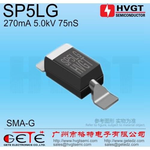 HVGT,High voltage diode 5kV, SP5LG, Silicon rectifier diode 270mA 5kV 75ns, SMT, SMA,Fast recovery, High frequency, 10pcs/bag