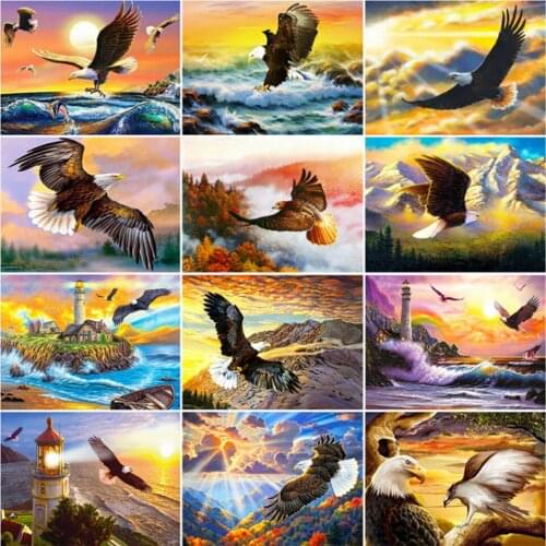 Yujohom 5D Diamond Mosaic Eagle Full Drill Squar Diamond Painting Animal Picture of Rhinestone Embroidery Cros Stitch Wall Decor