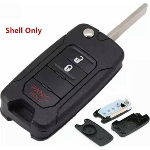 KEYECU Replacement Flip Remote Key Shell Case Fob 3 Button for Jeep Renegade 2015 -2017