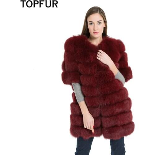 TOPFUR Fashion Natural Fur Coat For Women Winter High Quality Fur Outwear 2021 Luxury 80cm Long Real Fur Coat For Female