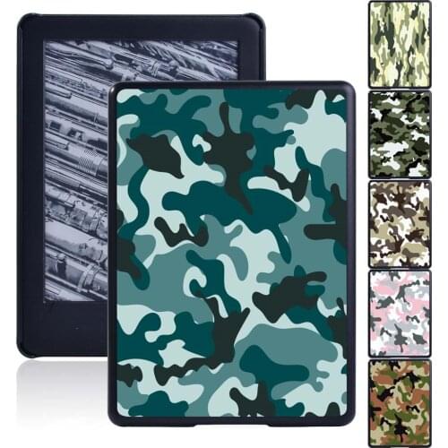 Hard Shell Case for Kindle 10th/8th Paperwhite 1 2 3 4 Tablet Plastic Anti-Dust Camouflage Pattern Protective Shell + Pen
