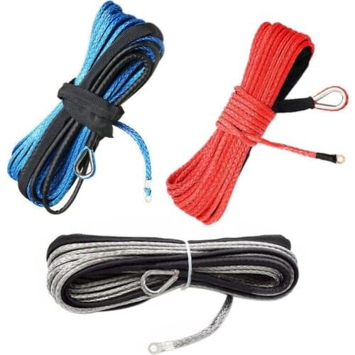 1/4'' x 50ft Synthetic Car Winch Tow Rope Durable Strong 6mmx15m 10000lbs Line Cable For Auto Vehicle ATV UTV Boat Winch Rope