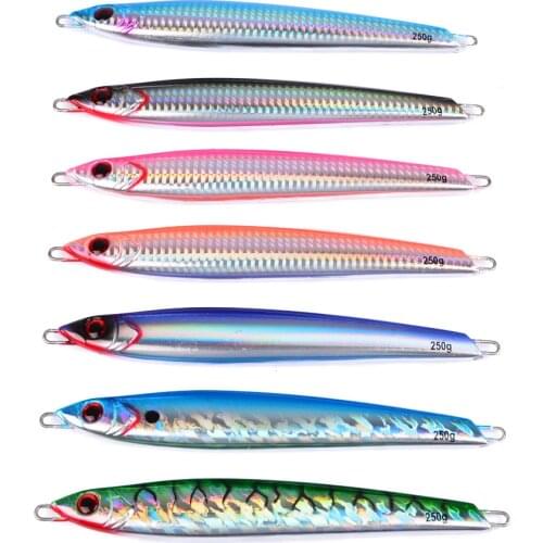 1PC Metal Lead Fish 250g Fishing Lure 7 Colors 17cm Fishing Bait Lure Deep Sea Jig Hard Fishing Tackle