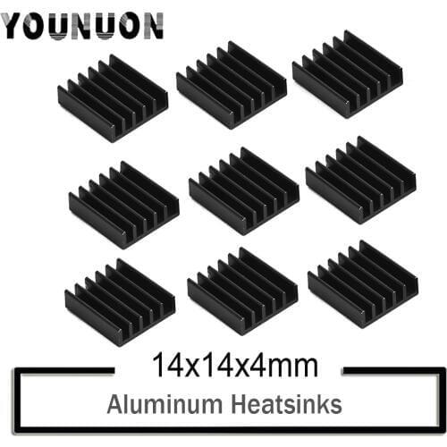 10Pcs YOUNUON Black 14x14x4mm Aluminum Heat Sink Radiator Heatsink,Electronic Chip Cooling Radiator Cooler for IC MOSFET SCR