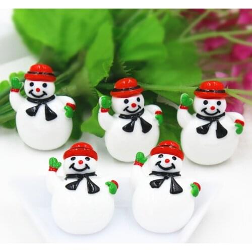 10pcs/lot kawaii flat back resin Christmas snowman DIY resin cabochons accessories about 25mm
