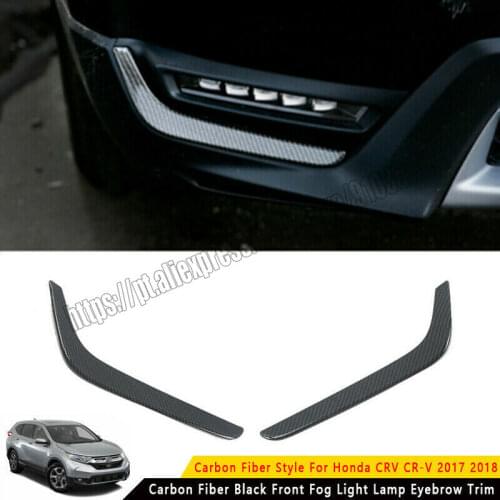 2PCS Carbon Fiber ABS Front Fog Light Lamp Eyebrow Trim For Honda CRV CR-V 2017 2018 2019 2020