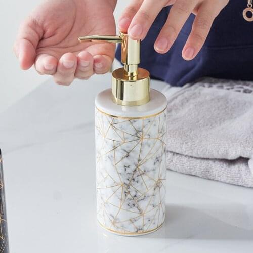 300ml Marble Ceramic Liquid Soap Dispenser Lotion Shampoo Pump Bottle Bathroom Set Home Decoration Bathroom Accessories