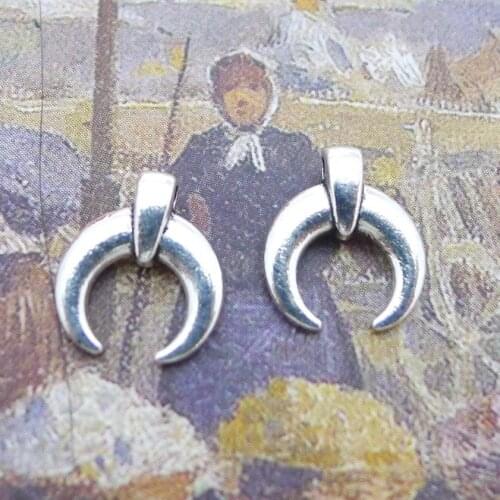 Newest 40Pieces 10*11mm Mixed Alloy Antique Silver Color Crescent Moon Charms Bracelet Pendant Accessory For DIY Jewelry Making