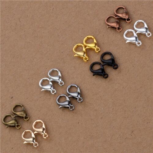 50pcs/lot 12mm Alloy Lobster clasp Hooks for necklace bracelet chain DIY jewelry findings&components