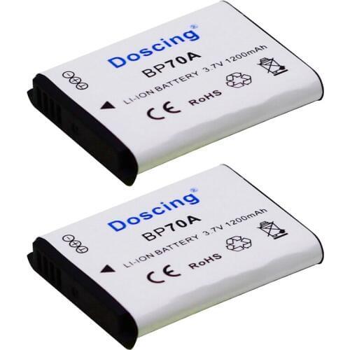 Doscing 2pcs BP-70A BP 70A BP70A Rechargeable Batteries For Samsung Camera PL80 PL90 PL100 ES70 SL50 SL600 ST30 ST60 ST65 TL105
