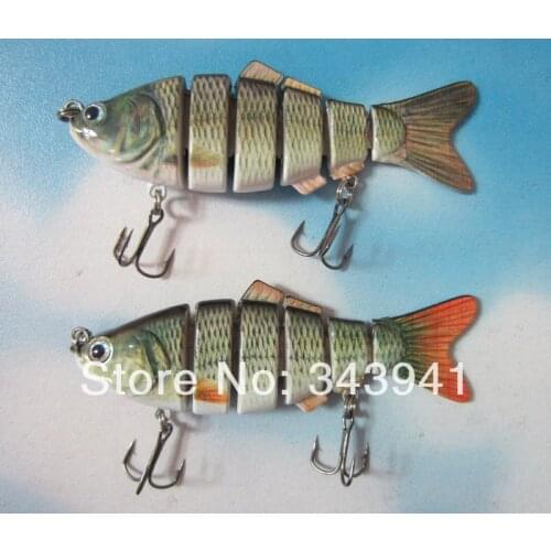 Free Shipping 2Pcs/Lot Lifeliked 6 Segments Fishing Lure Swimbait Crankbait Hard Bait Fish hook Fishing Tackle