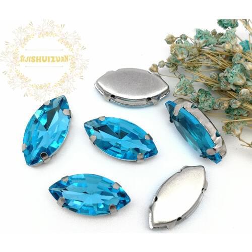 More sizes ! Horse eye turquoise blue Crystal Glass Sewing Rhinestones with Claw DIY jeans woman and Wedding Dresses