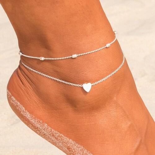 New Fashion Simple Heart Female Anklets Foot Jewelry Leg New Anklets On Foot Ankle Bracelets For Women Leg Chain Gifts