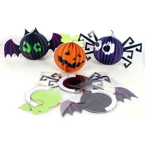 1pc Halloween Paper Lantern Decor Happy Night Chinese Lantern Pumpink Wish Bat Garden Decor KTV Club Home Festival Party Supply