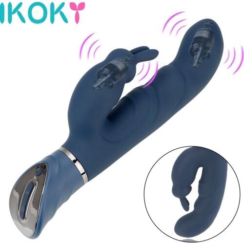 IKOKY Dual Vibration G-spot Dildo Rabbit Vibrator Sex Toy for women Vagina Clitoris Stimulator 10 Speed Female Masturbator