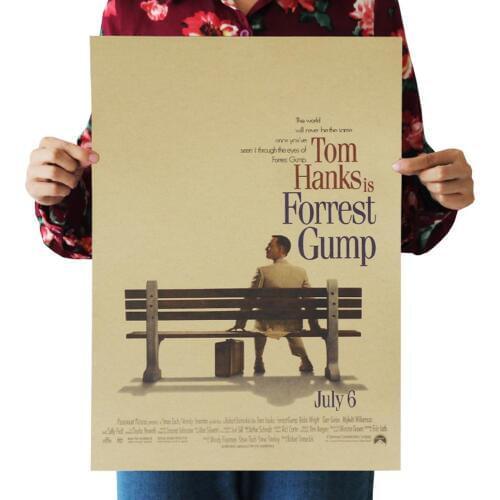 Forrest Gump Hollywood Inspirational Movies Kraft Paper Posters Frameless Mural Decoration Vintage Film Poster Wall Sticker