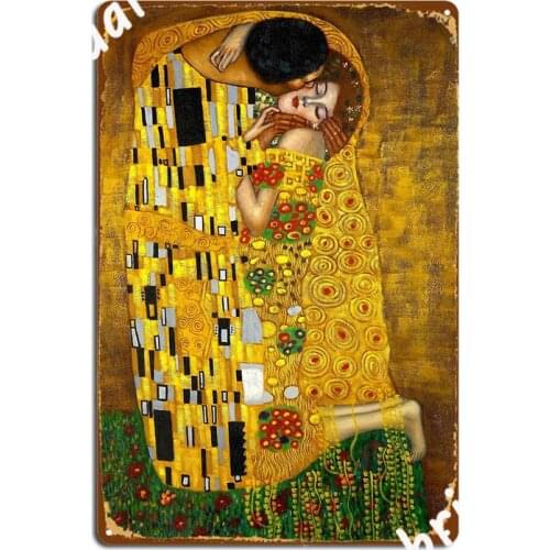 Gustav Klimt Artwork The Kiss Metal Sign Cinema Kitchen Wall Plaques Design Tin Sign Poster