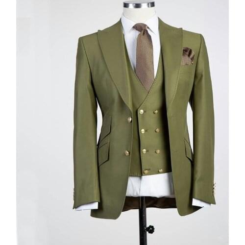 3 Pieces Classic Groom Tuxedos Big Peak Lapel Groomsman Suit White Blazer as Wedding Suit Custom Made Man Suit Jacket+Pants+Vest