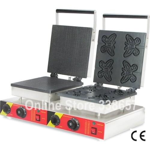 Ice cream cone& butterfly shape commercial waffle machine/ double head waffle maker for sale 220V/110V