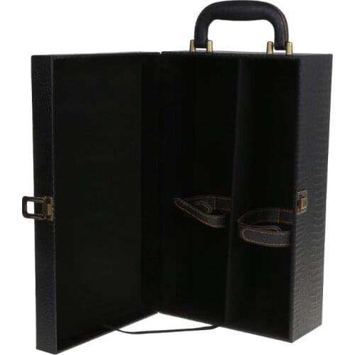 Wine Bottle Box Leather Luxury Bag 2 Red Wine Champagne Tote Carrier Handle Travel Case Organizer Gift