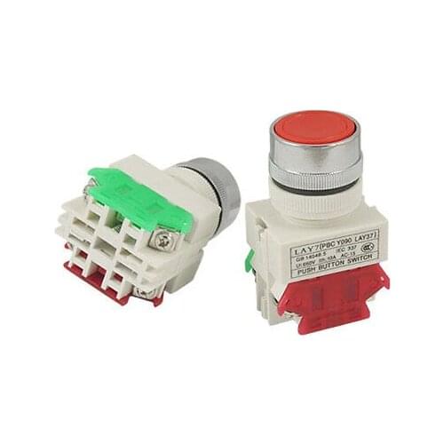 Red Sign Ignition Momentary Push Button Switch 22mm 7/8" 1 N/O 1 N/C