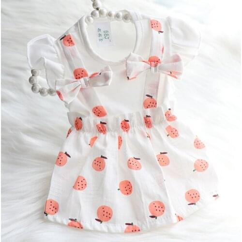 Summer Pet Clothes Dog Dress For Dogs Skirt Floral Dog Wedding Dresses Yorkshire Clothes For Dogs Chihuahua Fruit Pet Cat Dress