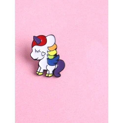 Rainbow Tail Unicorn Metal Enamel Brooch Cute Cartoon Pegasus Badge Fashion Unique Lapel Backpack Jewelry Accessories Gift