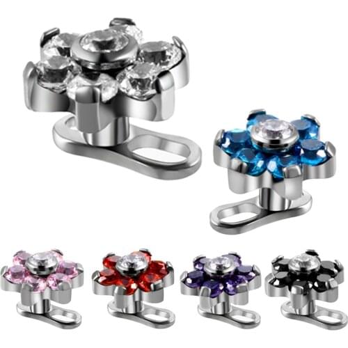 1 Set G23 Titanium Microdermal Anchor Top with 1.6*2mm Base Zircon Skin Diver Hide in Surface Dermal Piercing Sexy Body Jewelry