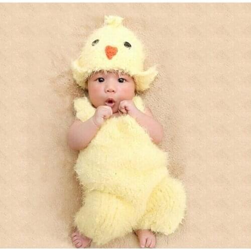 Newborn Baby Girl Boy Cute Hat Photography Props Little Infant Baby First Birthday Picture Photo Shoot Chicken Outfits Clothes