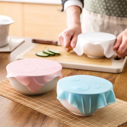 Multifunction Stretch Lid Reusable Food Wraps Seal Cover Lovely Small Bear Silicone Keeping Food Fresh High Stretch Lid