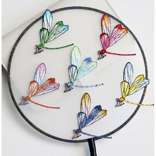 Fashion High quality Embroidery Patches for clothing 3D dragonfly Embroidered iron on parches animal applique for backpack hat