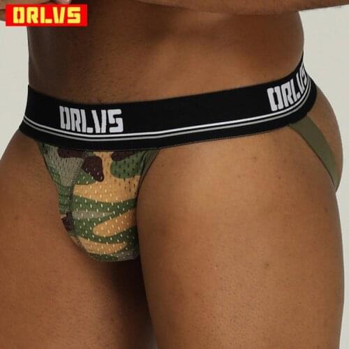 ORLVS Brand sexy gay jockstrap men underwear male panties cueca thongs men g-string hombre mesh ropa interior OR186