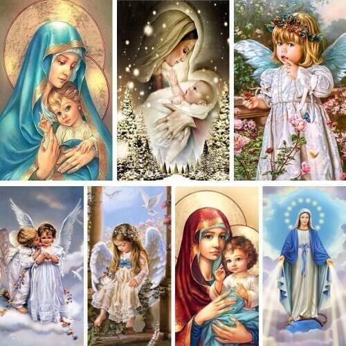Carton Angel DIY Cross Stitch 11CT Embroidery Kits Craft Needlework Set Printed Canvas Cotton Thread Home Decoration On Sale